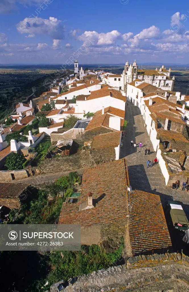 Portugal, Alentejo, Monsaraz. The town came to prominence when it was captured from the Moors in 1167. Monsaraz has been inhabited since prehistoric times as the Celts, Romans, Visigoths and Moors each took full advantage of the hills defensive potential.