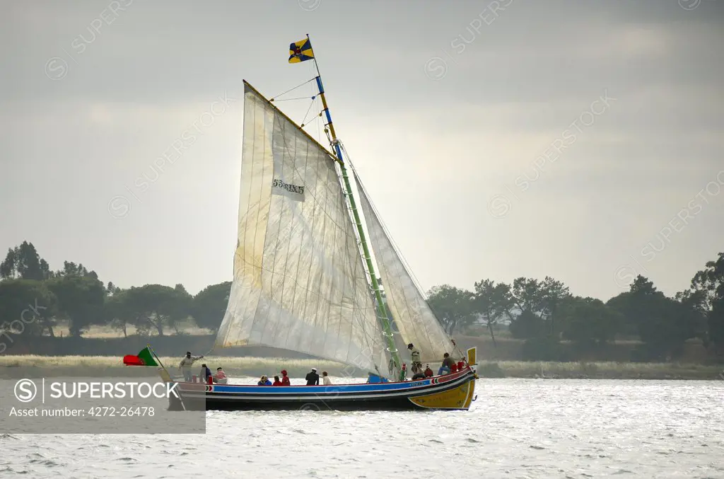 Traditional sailing boat of the Tagus river (rio Tejo). Seixal, Portugal