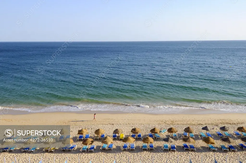 Praia da Falesia, one of the most quiet beaches in Algarve, Portugal