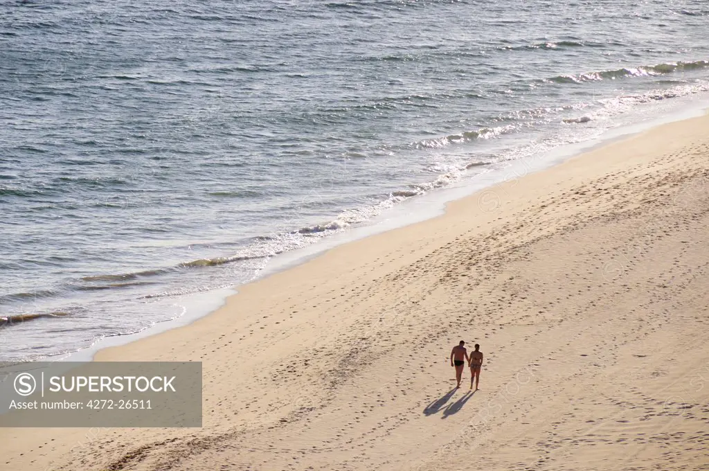 Praia da Falesia, one of the most quiet beaches in Algarve, Portugal