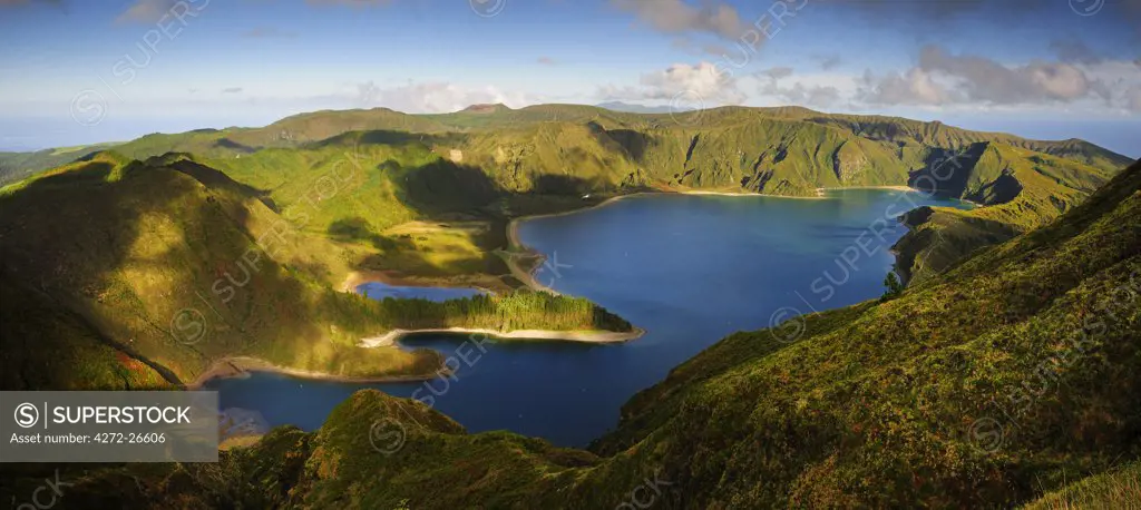 The big volcanic crater of Lagoa do Fogo (Fire Lagoon), a nature reserve and one of the most preserved sites in Sao Miguel. Azores islands, Portugal