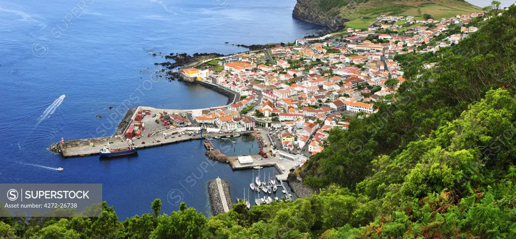 The town of Velas, capital city of Sao Jorge. Azores islands, Portugal