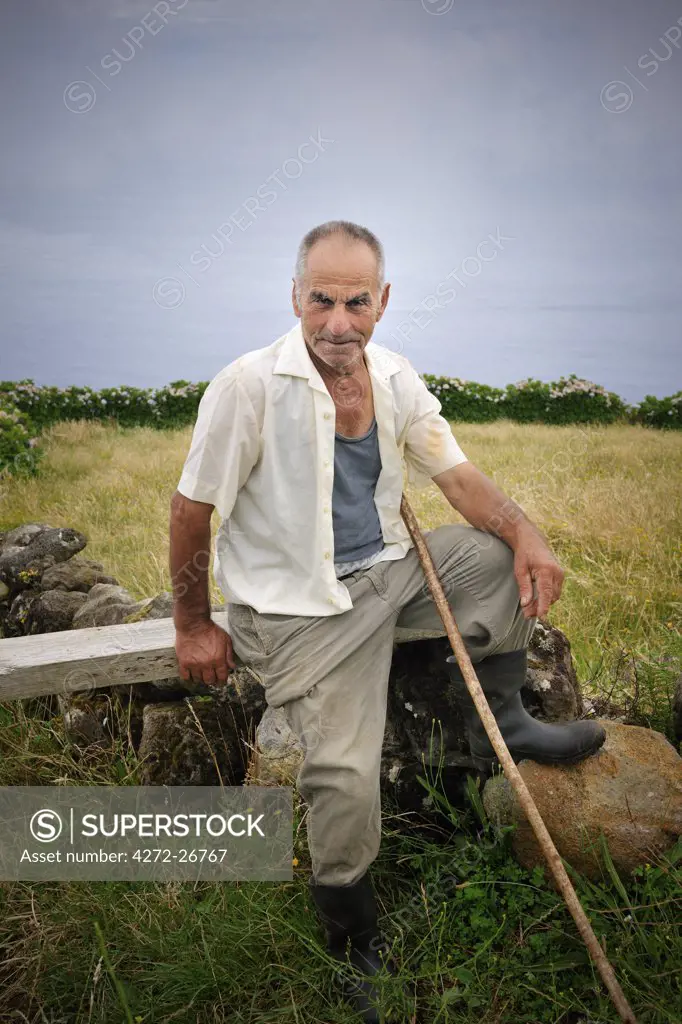 Mr. Pedro Melo Lindo, a farmer from the Corvo island. Azores islands, Portugal