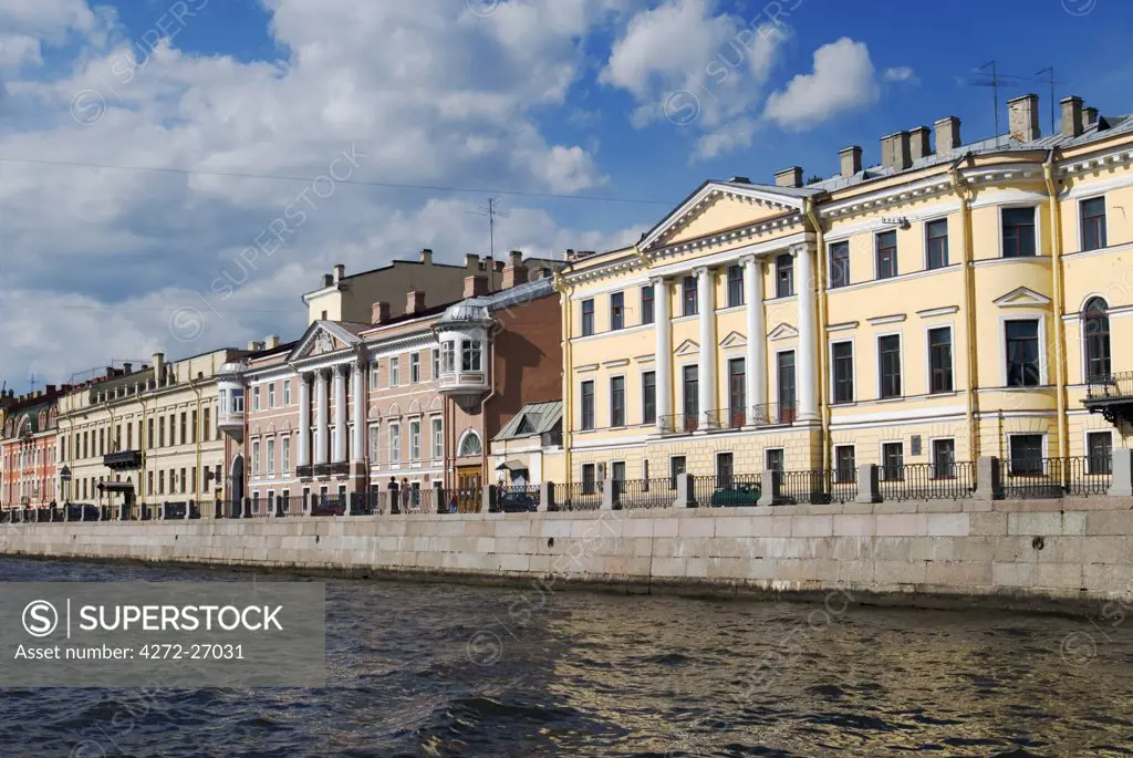 Russia, St Petersburg. Buildings on the Fontanka River.