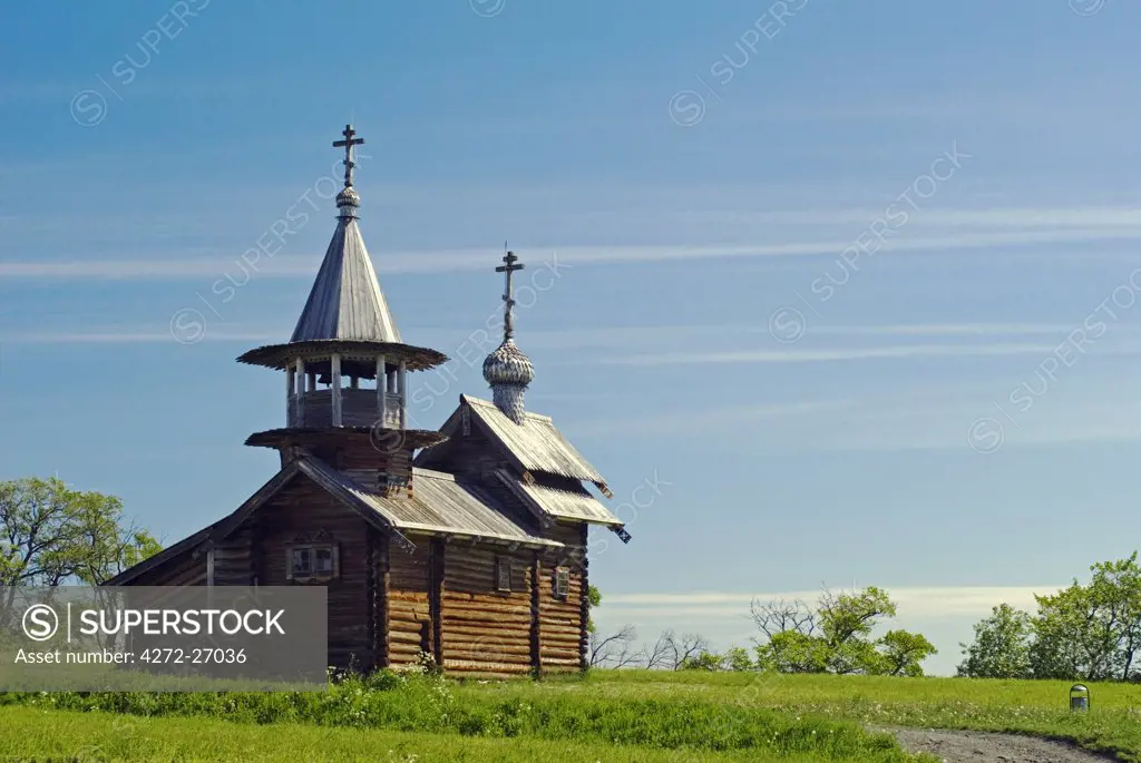 Russia, Karelia, Lake Onega, Kizhi Island. Church of Resurrection of Lazarus.