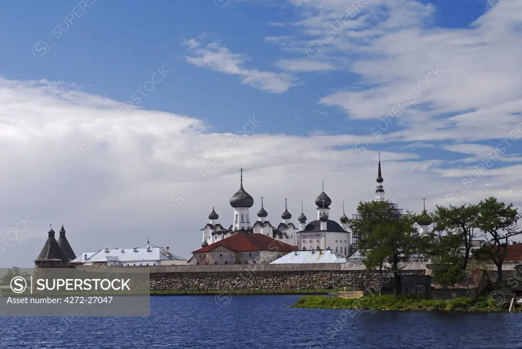 Russia, White Sea, Solovetsky Islands. The Solovetsky Monastery and Fortress.