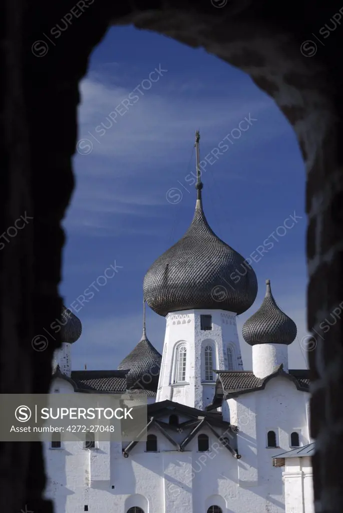 Russia, White Sea, Solovetsky Islands. Roof of the Saviour Transfiguration Cathedral.