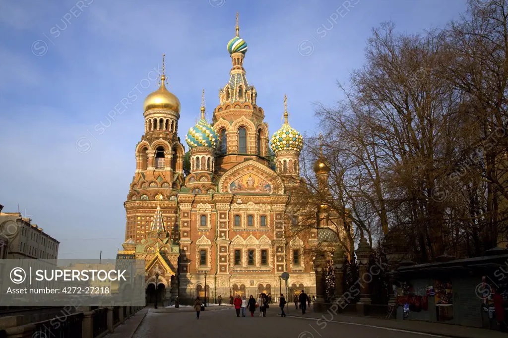 Russia, St.Petersburg; Church of the Resurrection known as the Church on Spilled Blood as it was built where Alexander II was assassinated in 1881