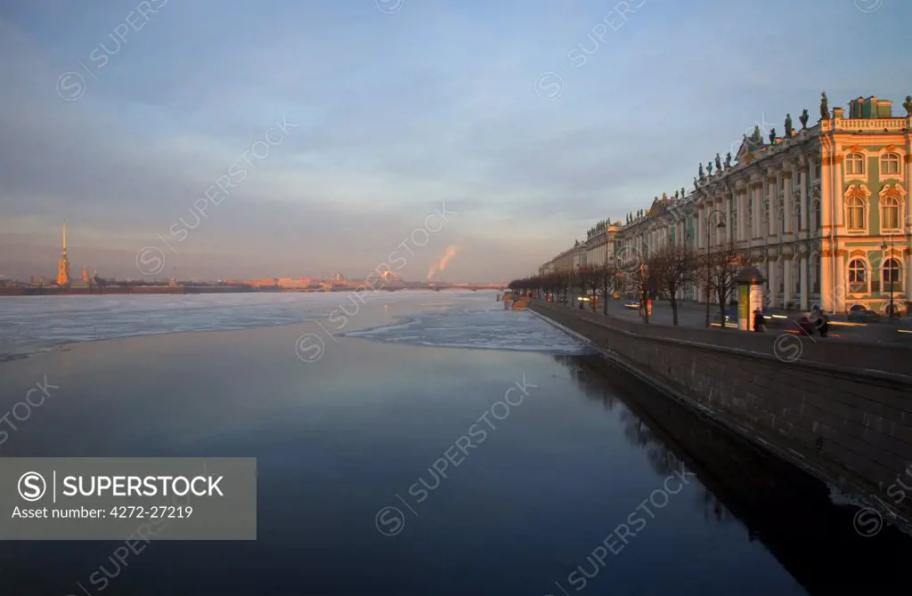 Russia, St.Petersburg; The Winter Palace, designed by Italian Architect Rastrelli, functioning as part of the State Hermitage Museum.