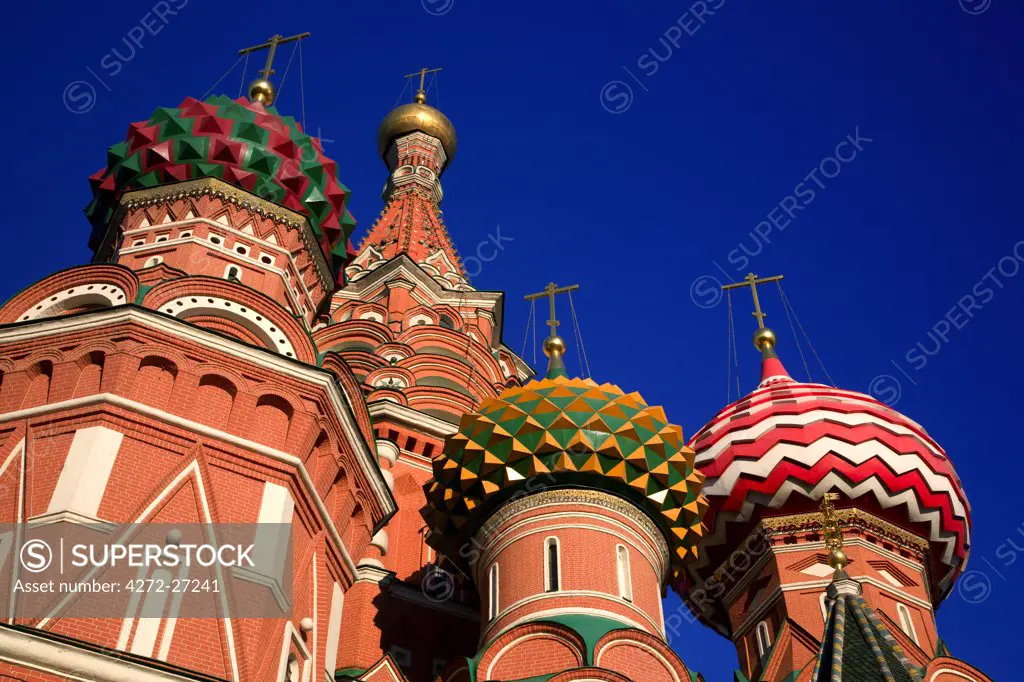 Russia, Moscow; St.Basil's Cathedral. 1555-1561 by Tsar Ivan the Terrible. Legend says the architect was blinded so he couldnt build anything as beautiful