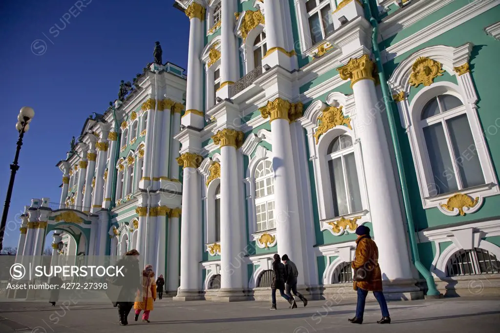 Russia, St. Petersburg; The State Hermitage Museum, designed by Bartolomeo Rastrelli