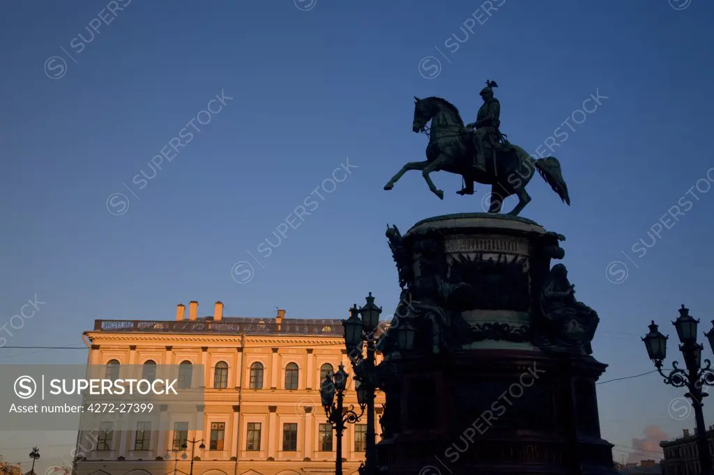 Russia, St. Petersburg; A monument to Tsar Alexander I