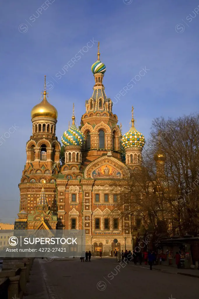 Russia, St. Petersburg; The restored Church of Christ the Saviour, also known as Church on Spilled Blood