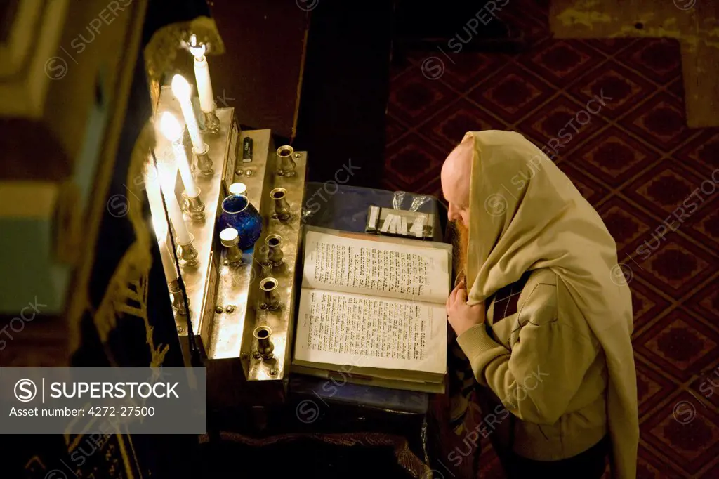 Russia, St.Petersburg; During a religious ceremony in the main old Synagogue in the historical centre