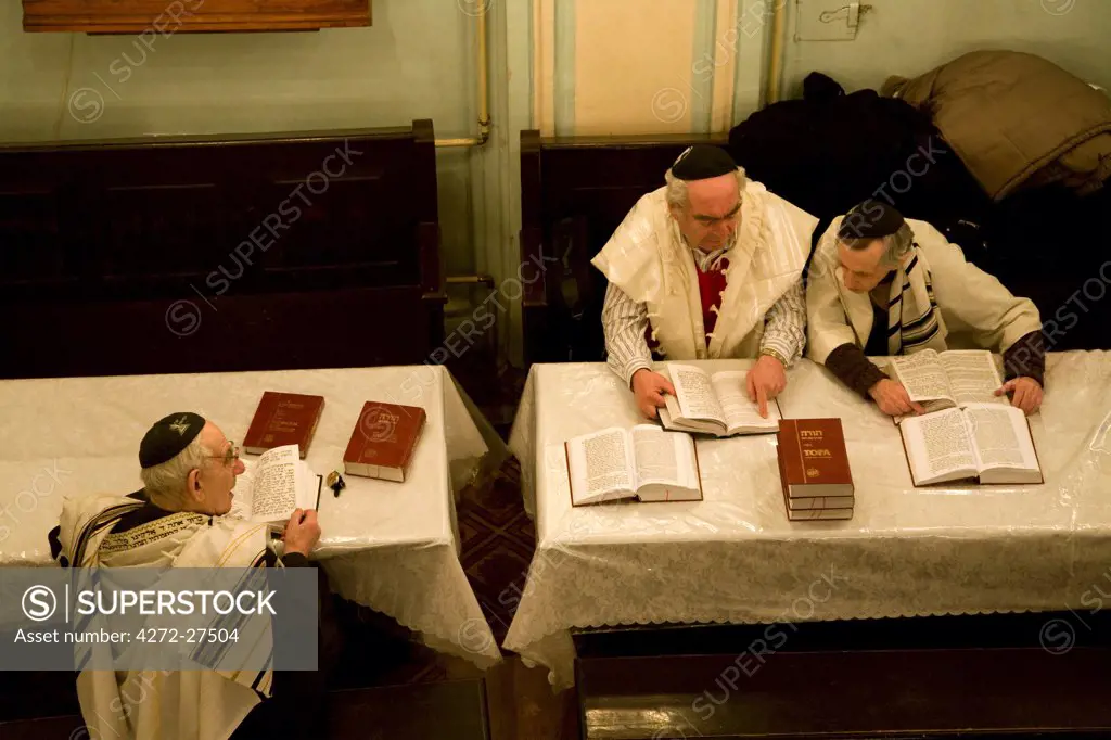 Russia, St.Petersburg; During a religious ceremony in the main old Synagogue in the historical centre