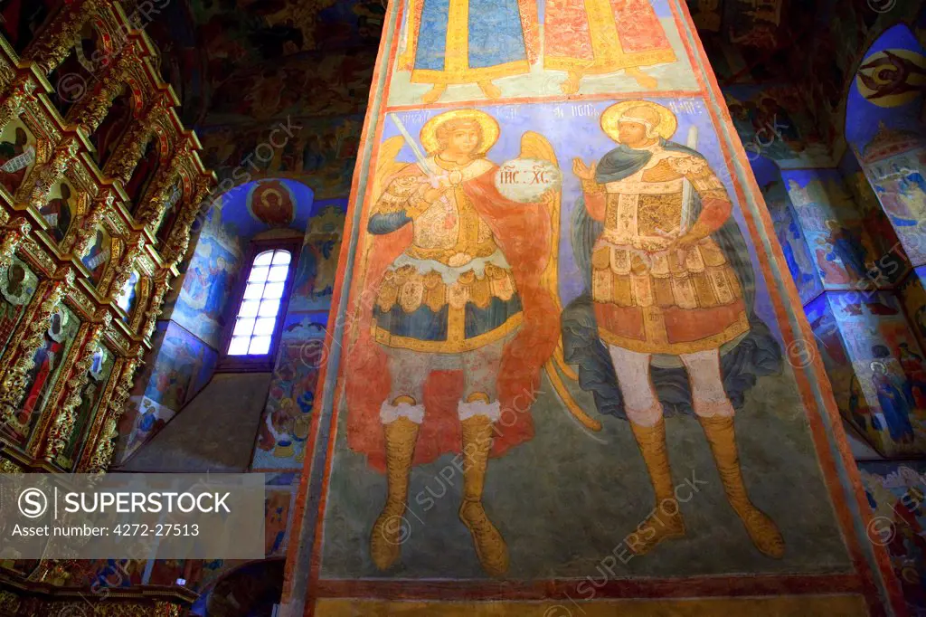 Russia, Golden Ring, Goritsy; Icons and murals in one of the Ipatiev Monastery Churches