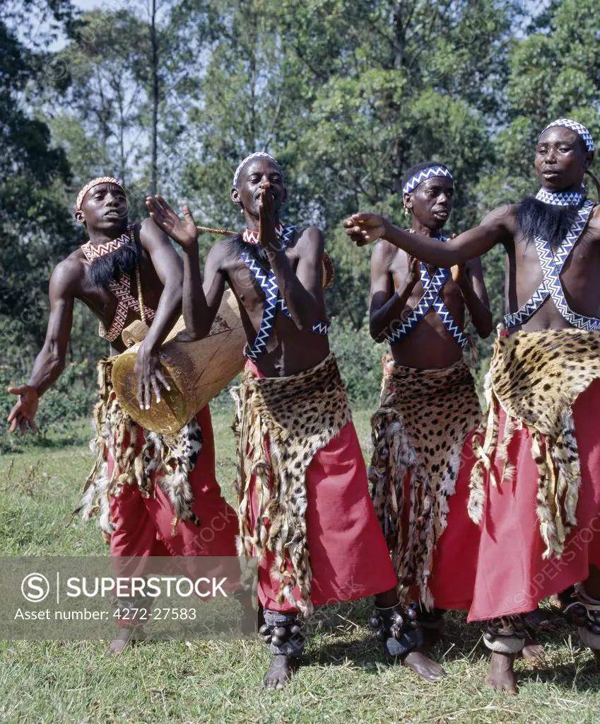 Intore dancers perform at Butare.  In the days of the monarchy in Rwanda, Intore dancers were an integral part of the Royal Court. Today, several groups perform nationally and internationally. Their rhythm, movement and impressive drumming is widely acclaimed.