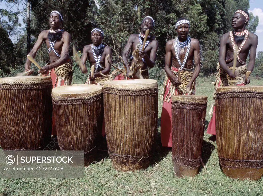 Intore drummer performs at Butare.In the days of the monarchy in Rwanda, Intore dancers were an integral part of the Royal Court. Today, several groups perform nationally and internationally. Their rhythm, movement and impressive drumming is widely acclaimed.