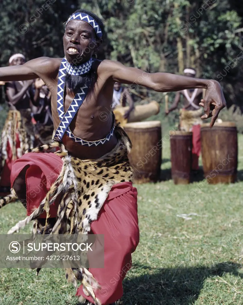Intore dancer performs at Butare.In the days of the monarchy in Rwanda, Intore dancers were an integral part of the Royal Court. Today, several groups perform nationally and internationally. Their rhythm, movement and impressive drumming is widely acclaimed.