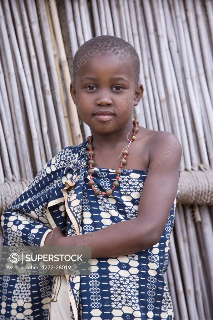 A child in traditional dress in Milwane Game Reserve, Swaziland.