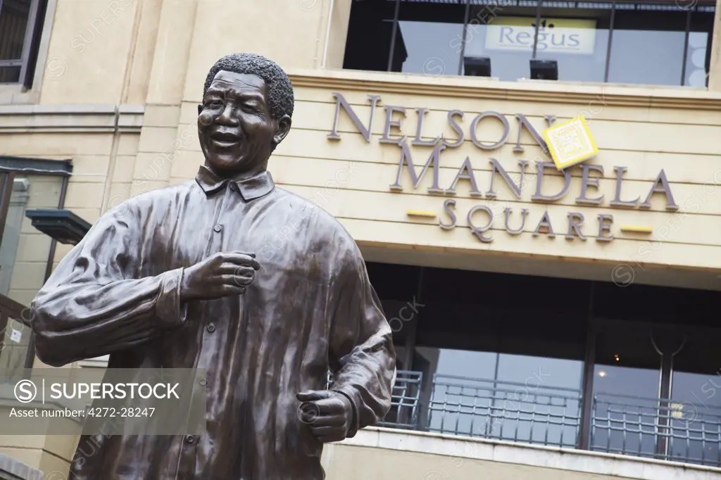 Statue of Nelson Mandela in Nelson Mandela Square, Sandton, Johannesburg, Gauteng, South Africa