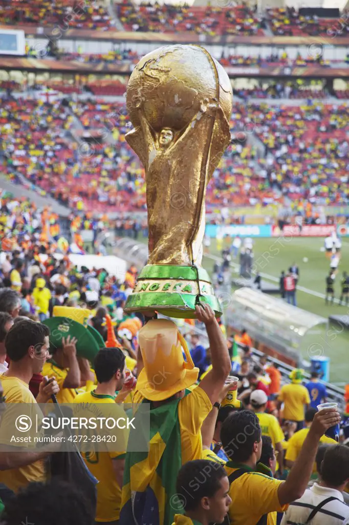 Brazilian football fans at World Cup match, Port Elizabeth, Eastern Cape, South Africa