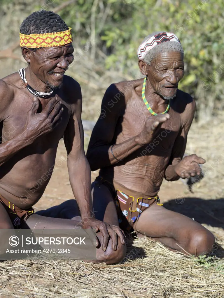 Like other bands of hunter gatherers, the NS are master story tellers of folklore and legend. The older generation spend hours interweaving themes and dramatising tales. They often pit their skills against a younger generation in a lively, competitive game.  The NS live in the harsh environment of a vast expanse of flat sand and bush scrub country straddling the Namibia Botswana border.