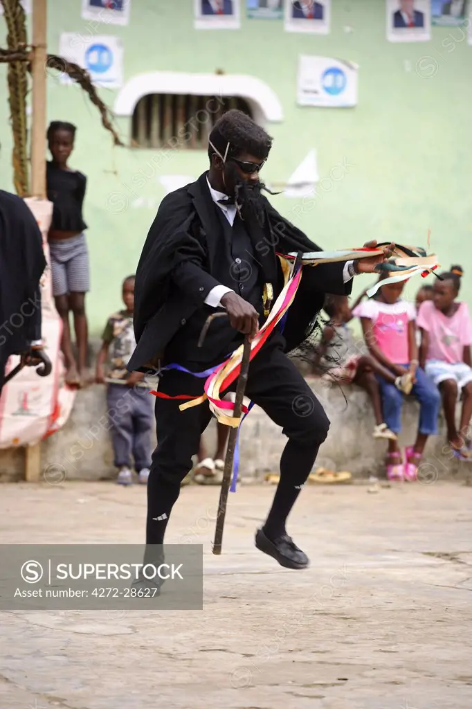 Amateur actors perform a Sao Tomense play called Auto de Floripei. The play is traditionally performed each year in August in the middle of Santa Antionio, on the island of Principe.  Sao Tome and Principe is Africas second smallest country with a population of 193 000.