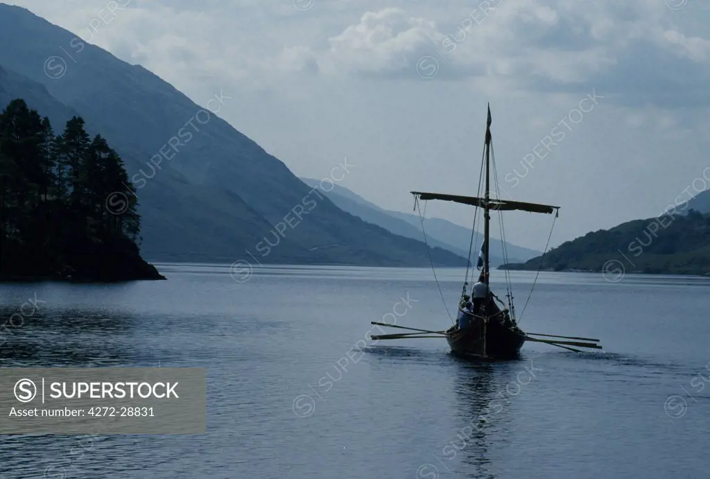 Replica of a Viking Long Boat used during the re-enactment of the landing of Bonnie Prince Charlie at Glenfinnan