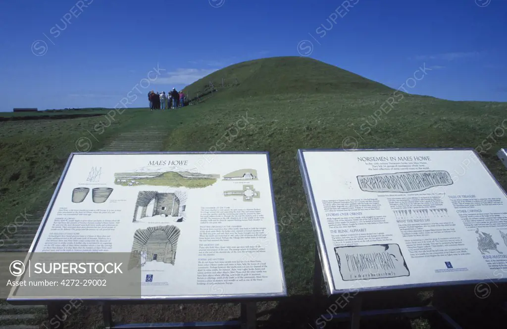 Information board at the entrance to Maes Howe, Neolithic burial chamber