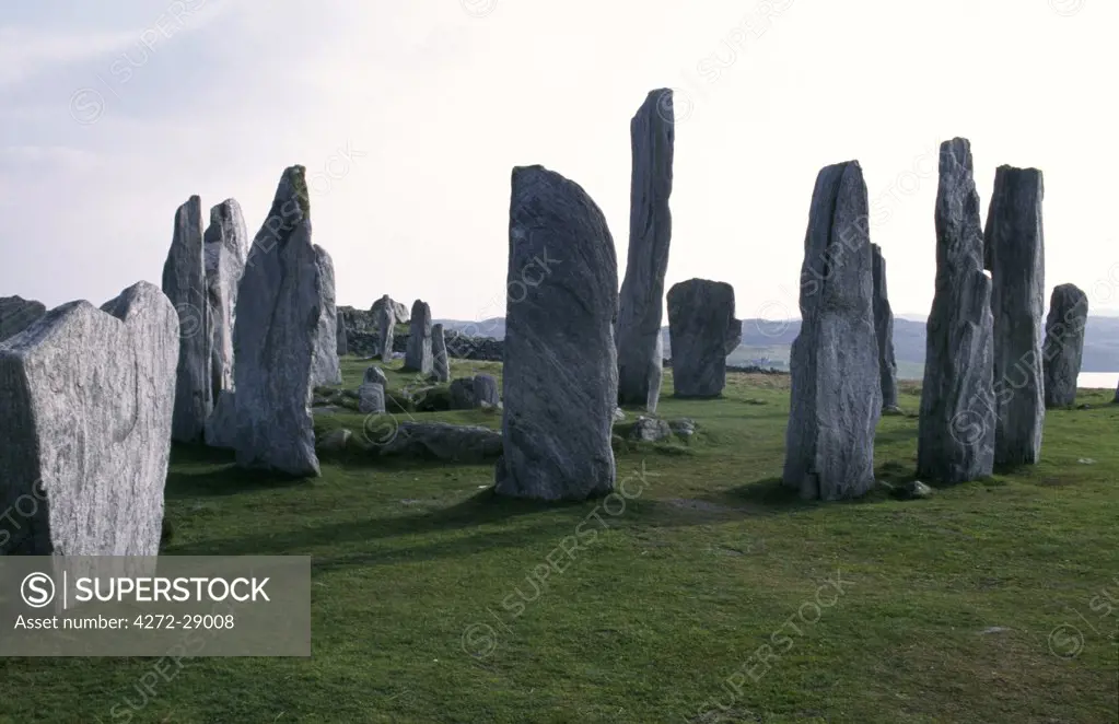 Callanish Standing Stones, an ancient stone circle dating back to Neolithic times, are the most dramatic prehistoric ruins in the Hebrides and are sometimes referred to as the Stonehenge of Scotland