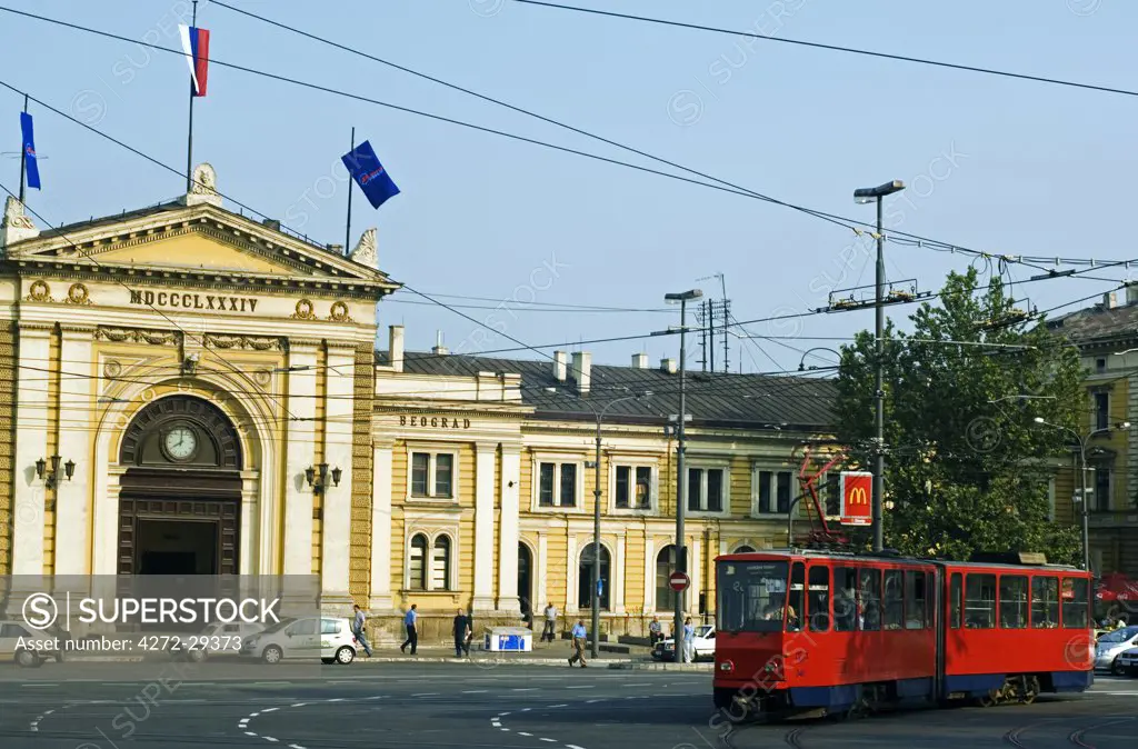 The Balkans Serbia Belgrade Train Station and Tram