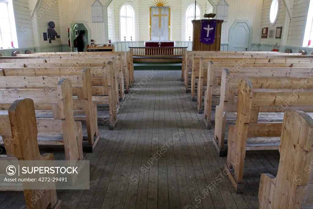 South Georgia and the South Sandwich Islands, South Georgia, Cumberland Bay, Grytviken (MR). Grytviken Whalers Church was built in Norway by Strommen Trevarefabrikk and consecrated in 1931