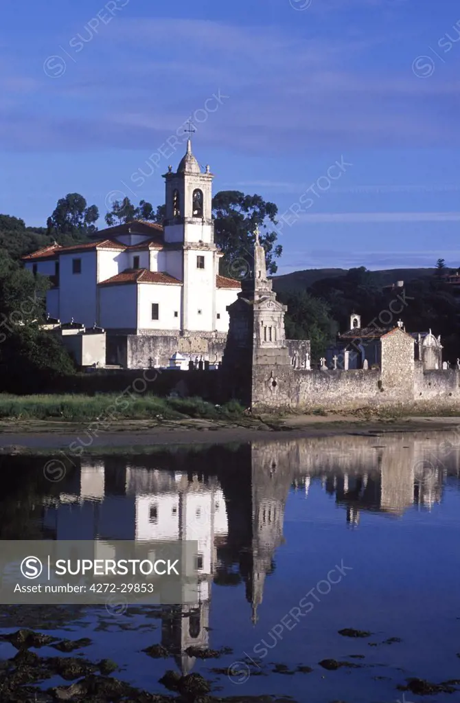 Niembro Church sits on the shore of a quiet inlet on the Asturian coast