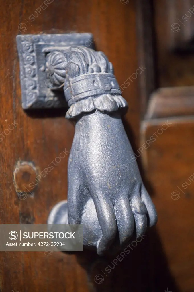 A door knocker on a house in the small hill top village of Briones