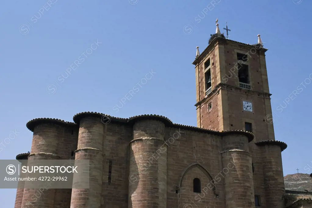 The 15th Century church in Najera has distinctive reddish brick and rounded buttresses.  Najera beccame the seat of the Kings of Navarra after the Moors took Pamplona in 918AD. It is one of the towns pilgrims visit along the Camino de Santiago.