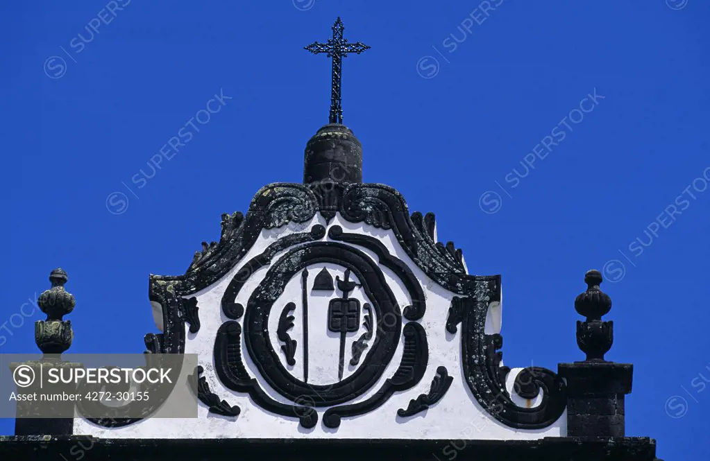 Detail of the 18th century church in Nordeste on the island of Sao Miguel, Azores