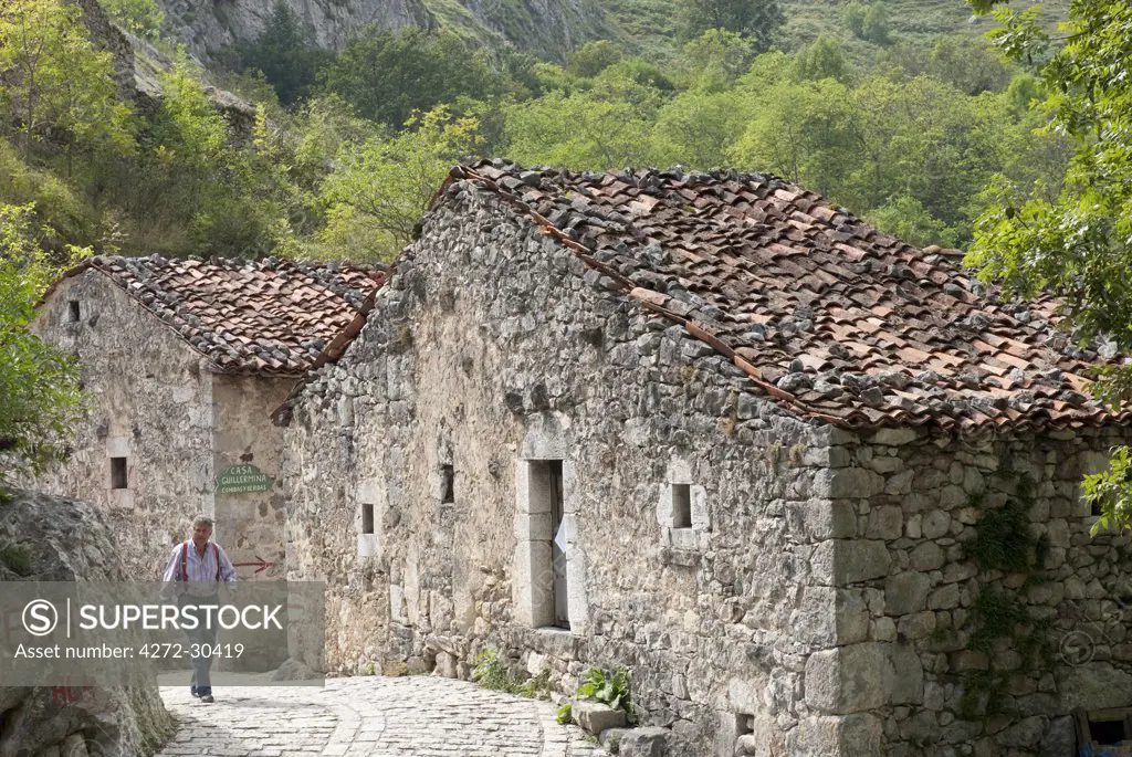Lower Bulnes, a typical mountain village, Picos de Europa, Northern Spain