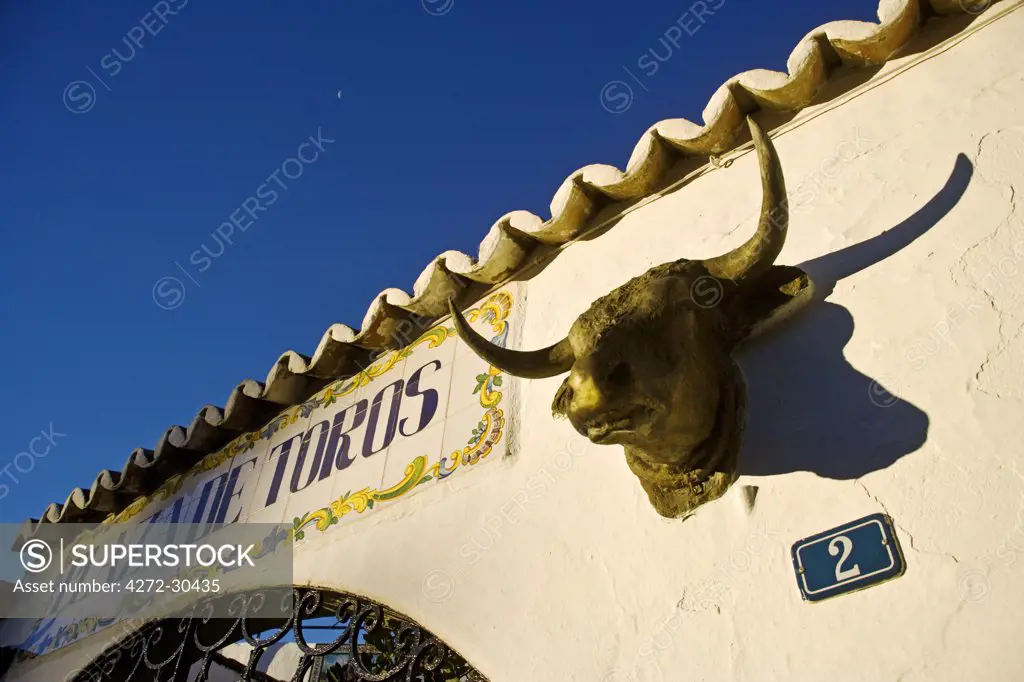 Bullring detail in the town of Mijas, Andalusia, Spain