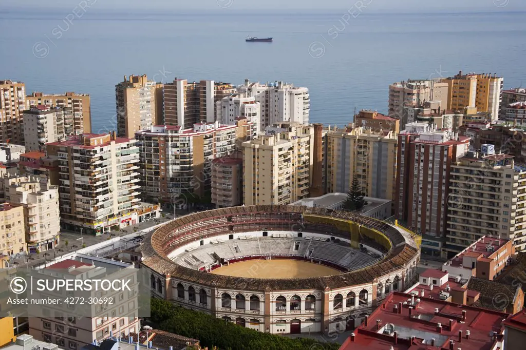 View of the city of Malaga from the castle of Gibralfaro, Andalusia, Spain