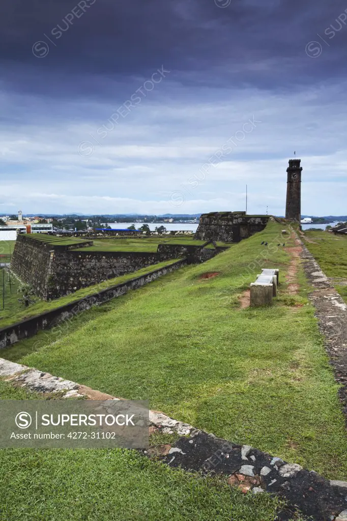 Clock tower and walls of Galle Fort, Galle, Sri Lanka
