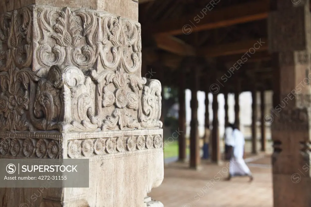 Detail of decorative pillar in Temple of the Tooth (Sri Dalada Maligawa), Kandy, Sri Lanka