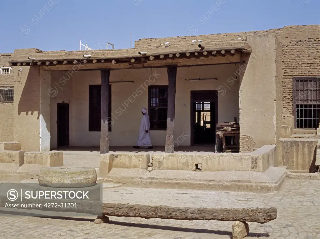 The simple home of al Mahdi in Omdurman. Note the large grinding wheel in the courtyard. Born Muhammad Ahmad ibn Abd Allah, he assumed the title of al Mahdi in 1881.