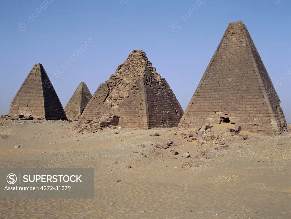 Between 400BC and 300BC, the ancient pyramids at Jebel Barkal were used as the burial grounds of the Pharaohs, or Kings, of the Kingdom of Cush.  They came into use about the time Nuri came under pressure from Egypt but before the capital of the Kingdom was moved to Meroe.