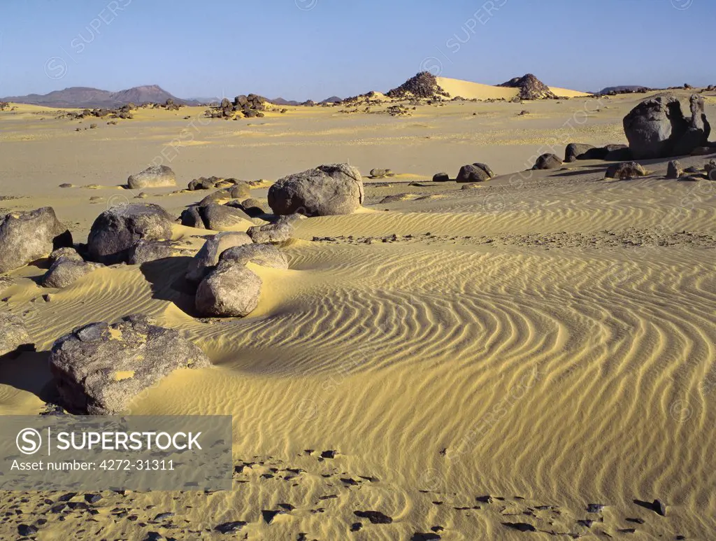 The Northern or Libyan Desert in northwest Sudan is an easterly extension of the great Sahara Desert. The erosion of sedimentary rock has created a truly magnificent desert landscape.