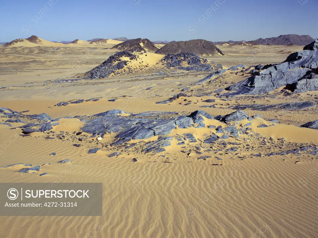 The Northern or Libyan Desert in northwest Sudan is an easterly extension of the great Sahara Desert. The erosion of sedimentary rock has created a truly magnificent desert landscape.