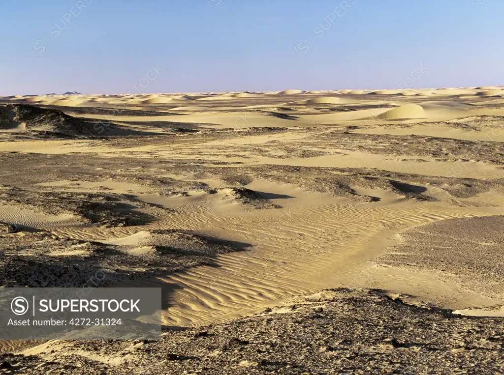 Magnificent desert scenery in the Nubian Desert of northeast Sudan has been created by the erosion of sedimentary rock, which in places is highly oxidised. This desert is an extension of the great Sahara Desert.