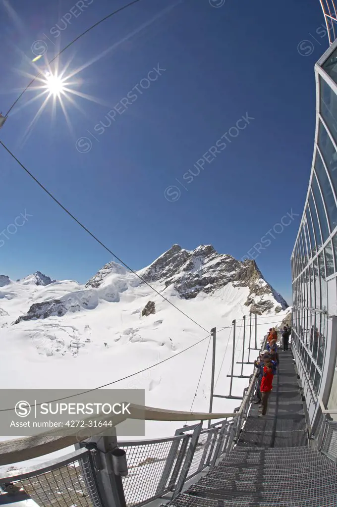 Switzerland;,Bernese Oberland, Jungfrau. Observation gallery above the Aletsch Glacier