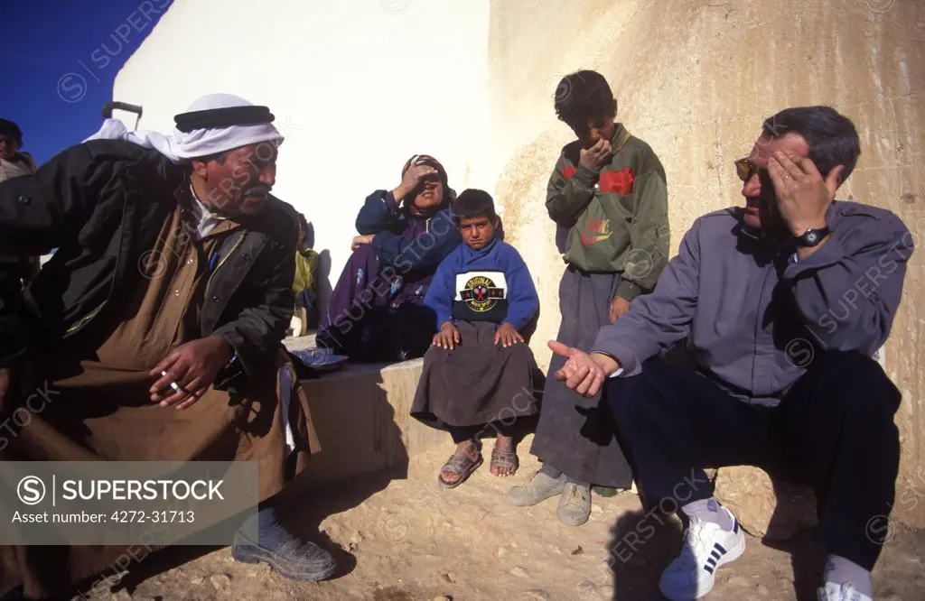 Village meeting in traditional Bedouin village