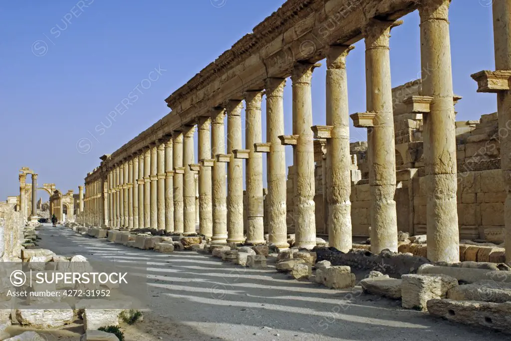 Syria, Palmyra. The colonnade of the cardo maximus.